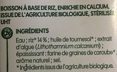 Boisson riz calcium - Ingredients - fr