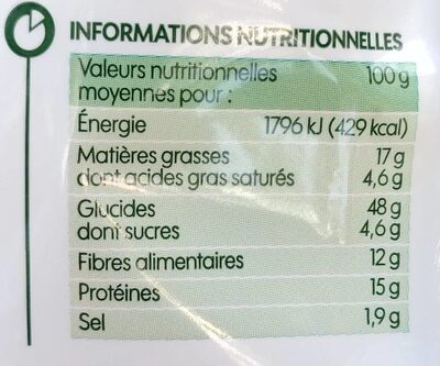 Mini crackers bio mozzarella et tomate - Tableau nutritionnel