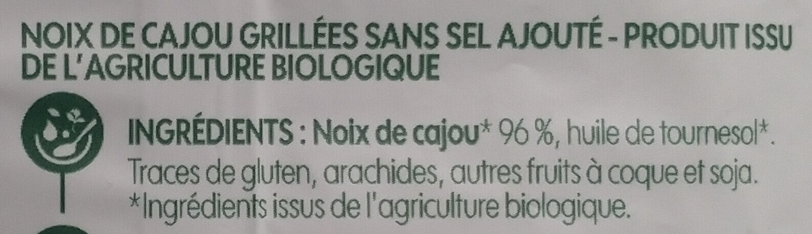 Bio village noix de cajou - Ingrédients