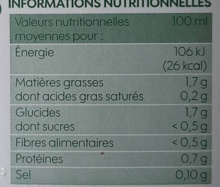 Lait amande sans sucres - Nutrition facts