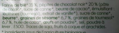 Biscuits pépites de chocolat et graines - Ingredienser - fr