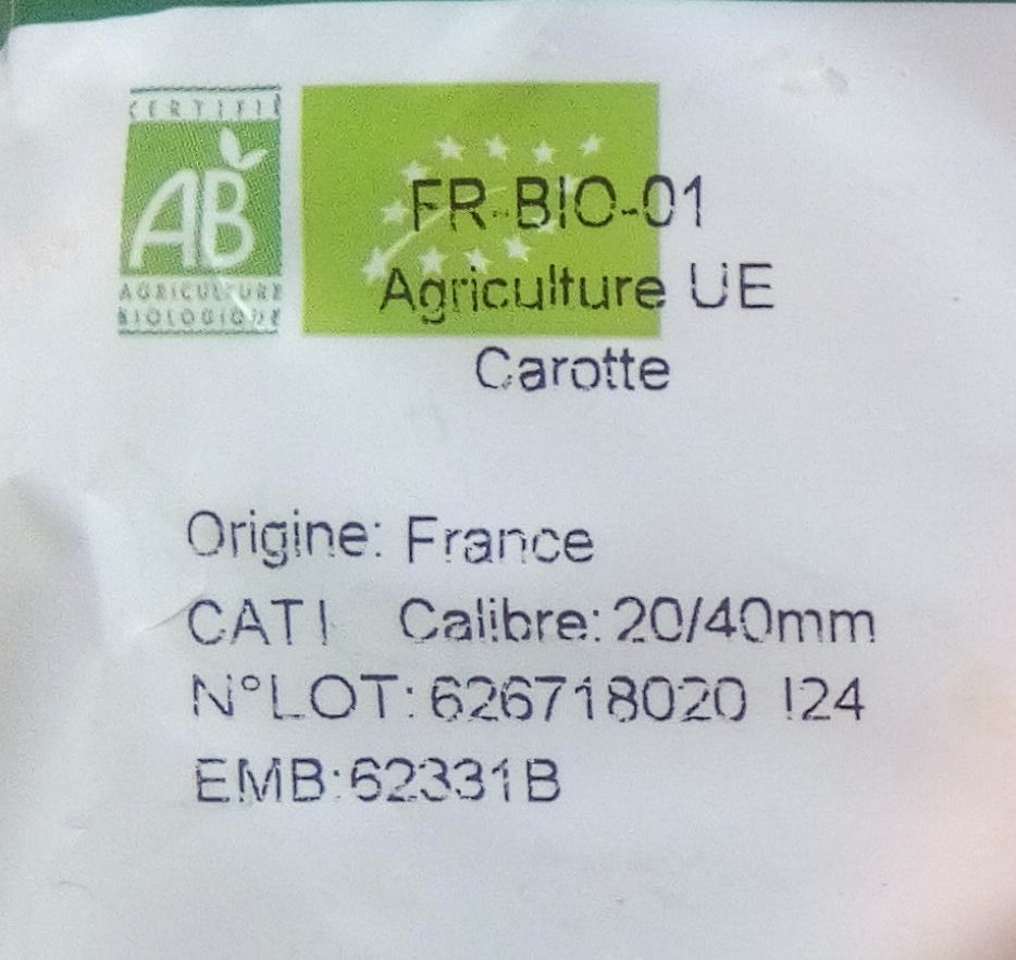 Carottes 1kg - Ingrediënten - fr