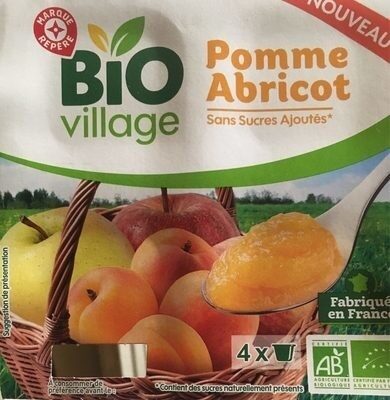 Purée de fuits pomme abricot sans sucres ajoutés bio 4 x 100 g - Produit