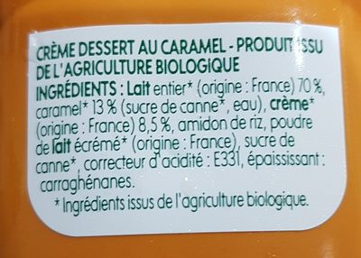 Crème dessert caramel - Zutaten - fr