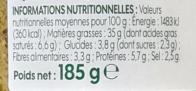 Pesto verde - Información nutricional - fr