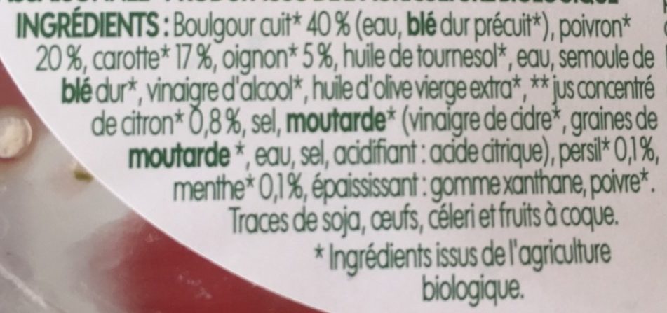 Boulgour aux légumes - المكونات - fr