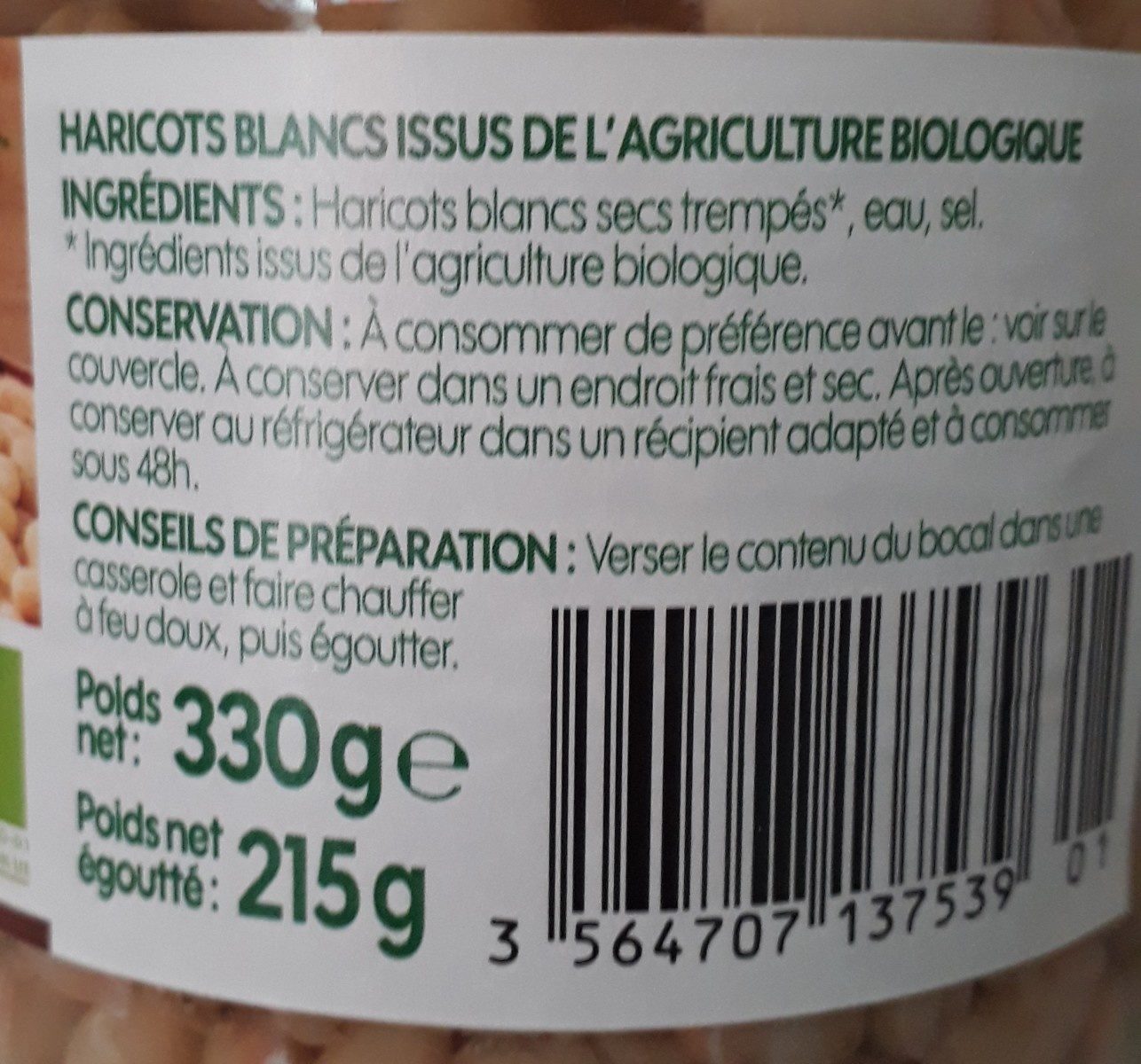 Haricots blancs bio - Ingredienti - fr