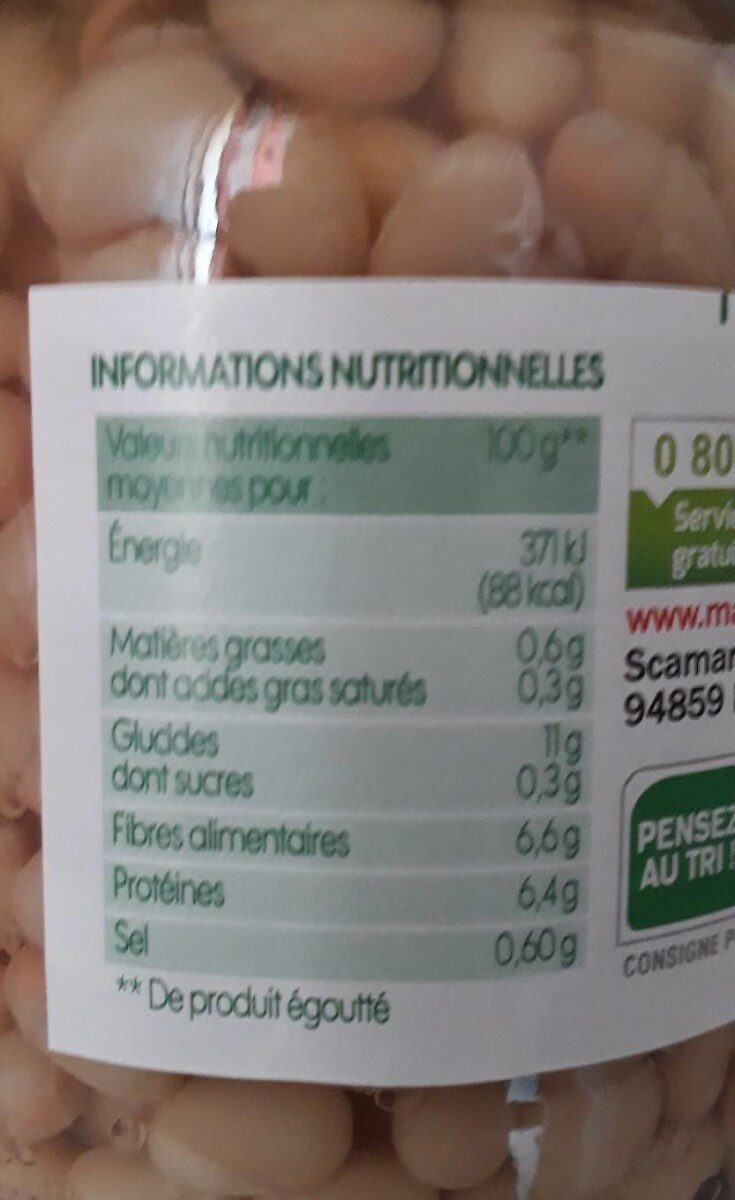 Haricots blancs bio - Valori nutrizionali - fr