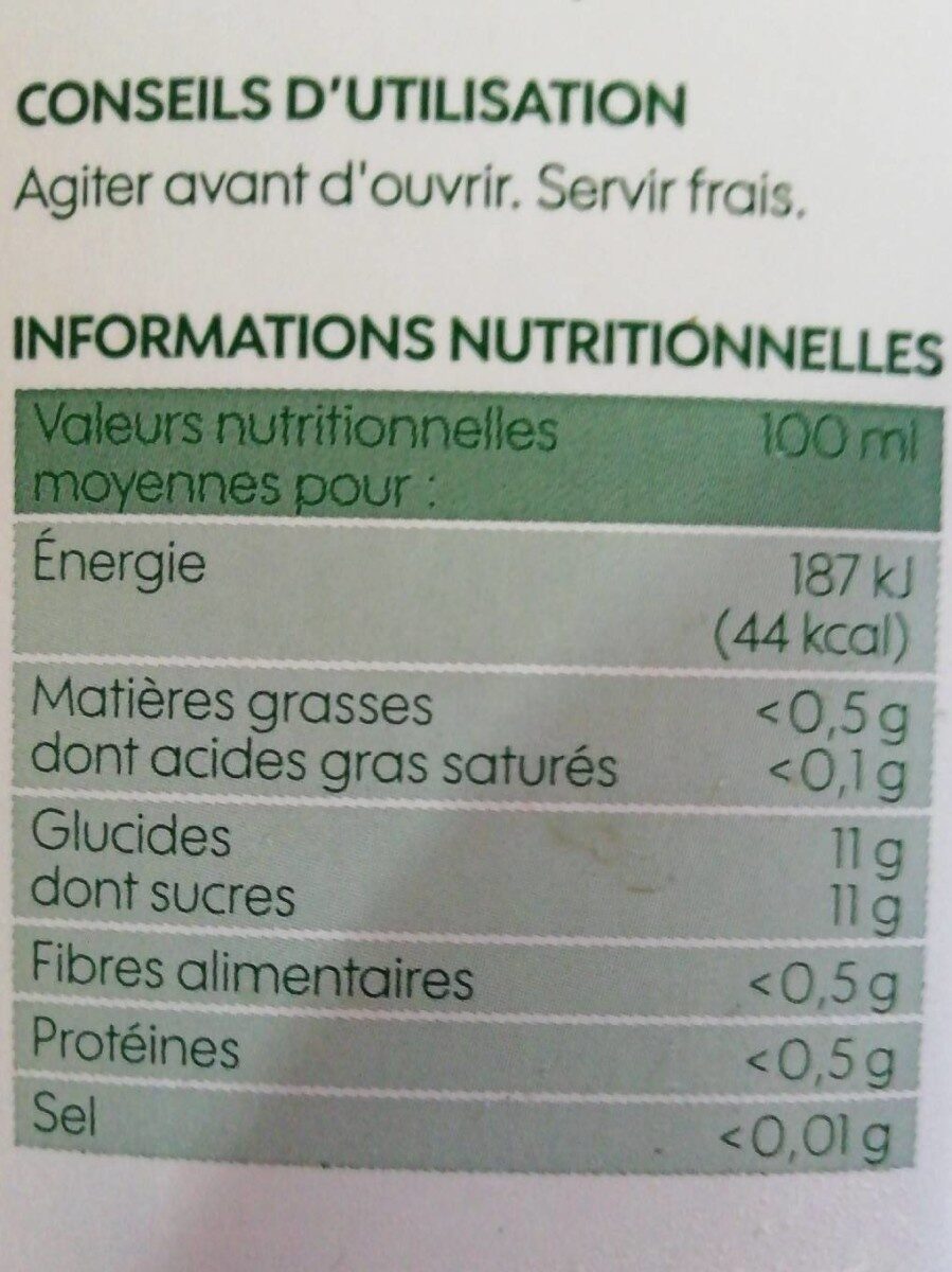 Nectar de pomme - Nutrition facts - fr