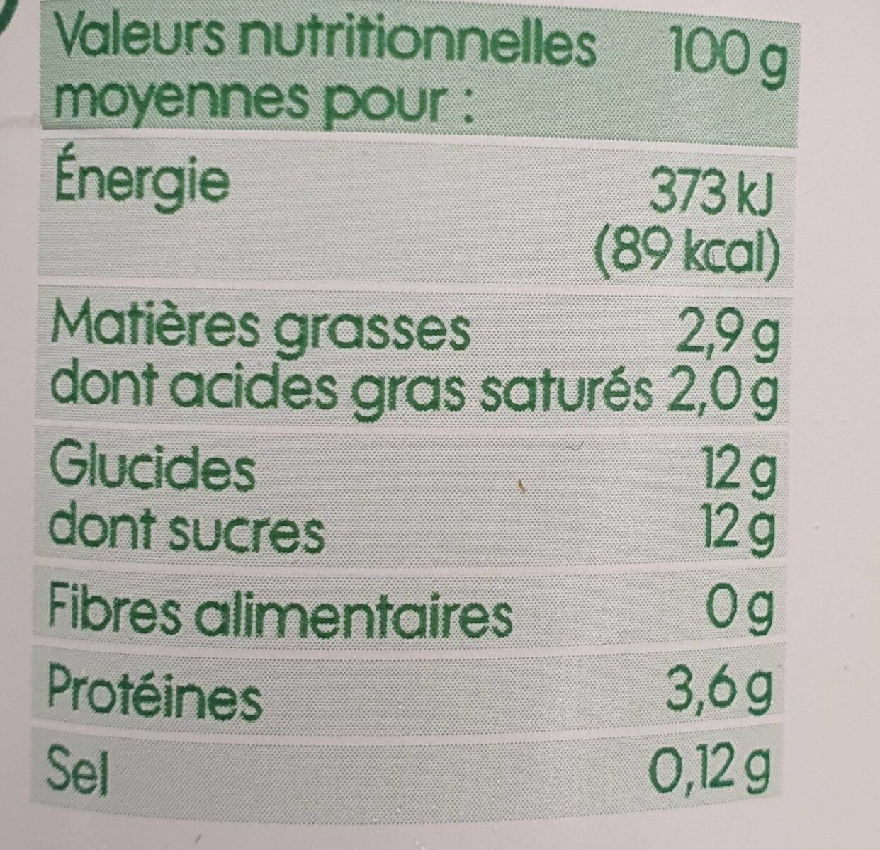 Brassé mixé à l'abricot - Valori nutrizionali - fr