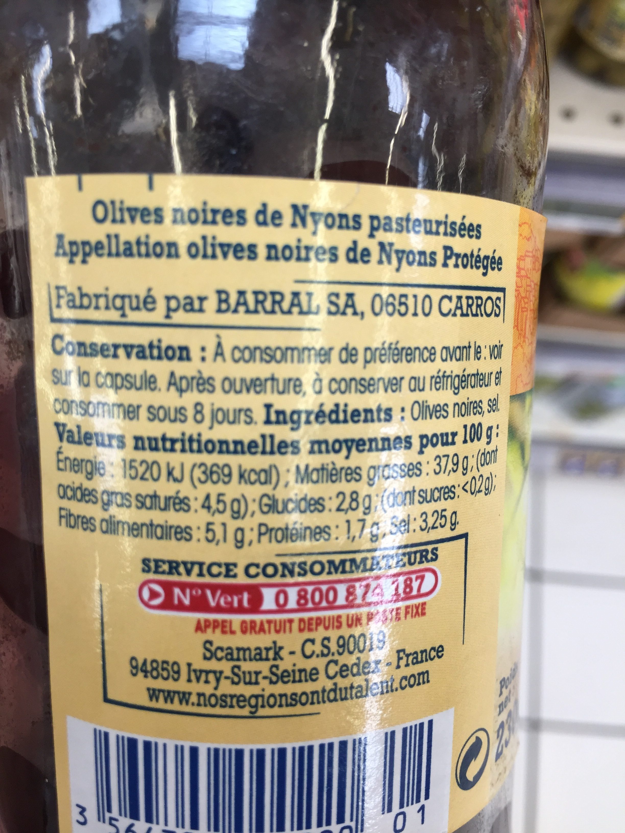 Olives noirs de Nyons - Ingredients - fr