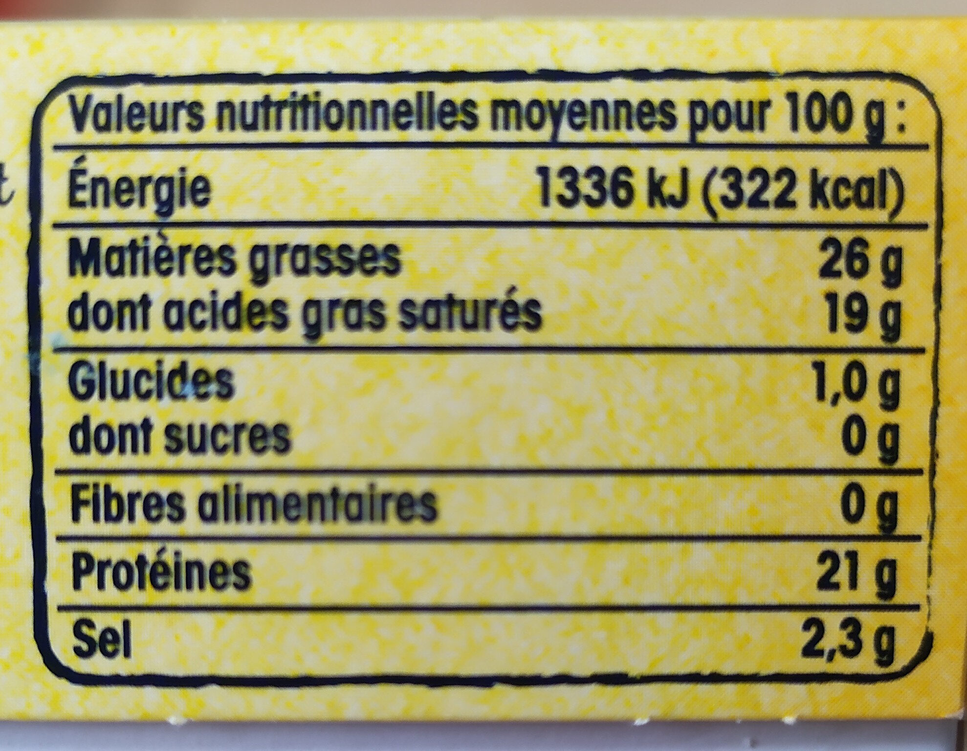 Quart Maroilles - Nutrition facts - fr