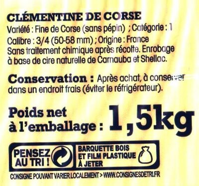 Clémentine de Corse - Ingredients - fr