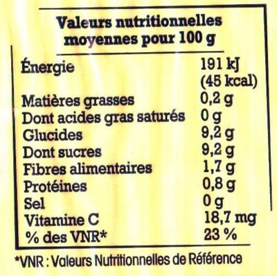 Clémentine de Corse - Nutrition facts - fr