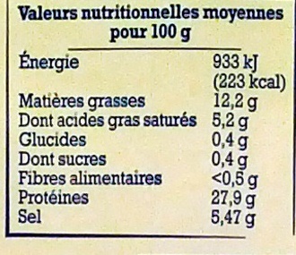 Jambon d'Auvergne (4 Tranches) - Nutrition facts - fr