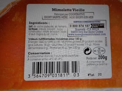 Mimolette vieille - Nutrition facts - fr