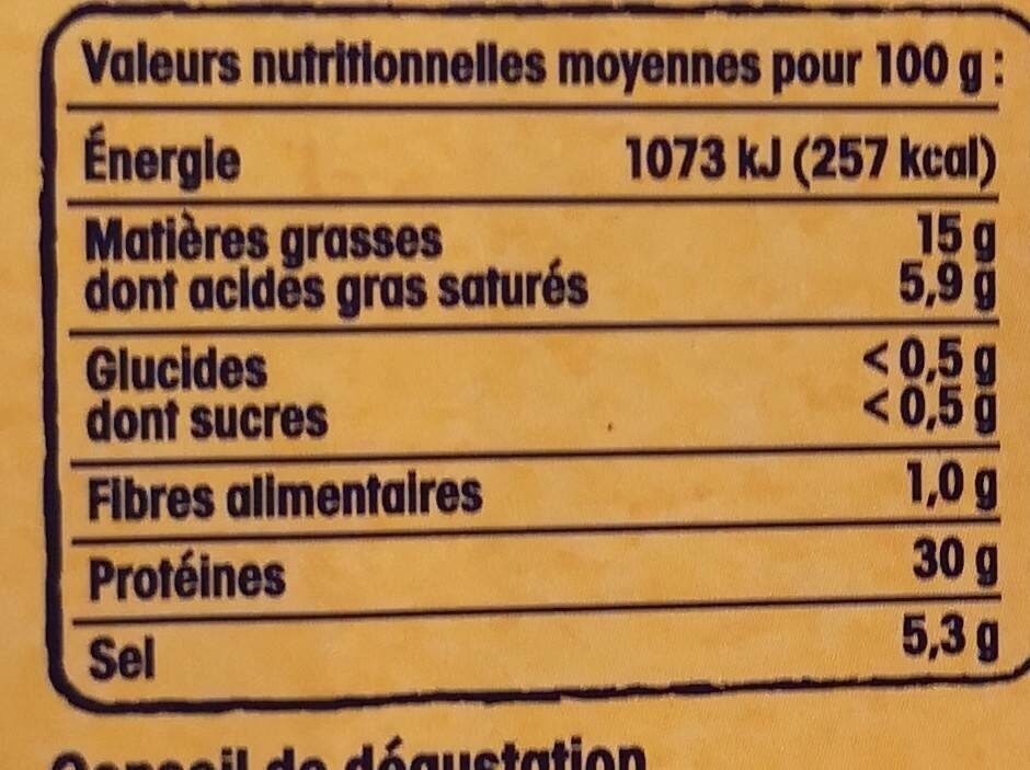 Jambon de Bayonne 12 mois d'âge - Nutrition facts - fr