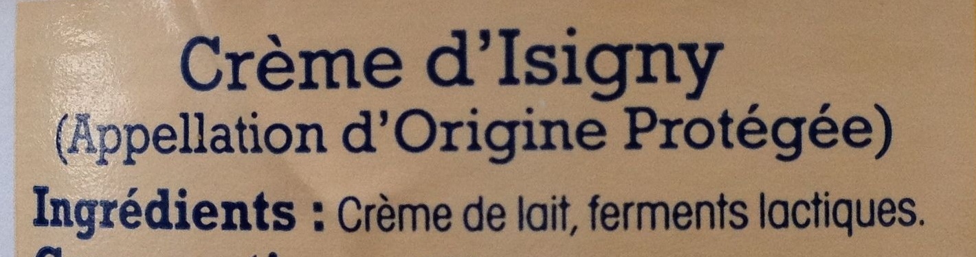 Crème fraîche d'Isigny - Ingrédients