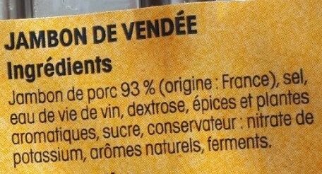 Jambon Vendée x4 Nos Régions ont du Talent - Ingredients - fr