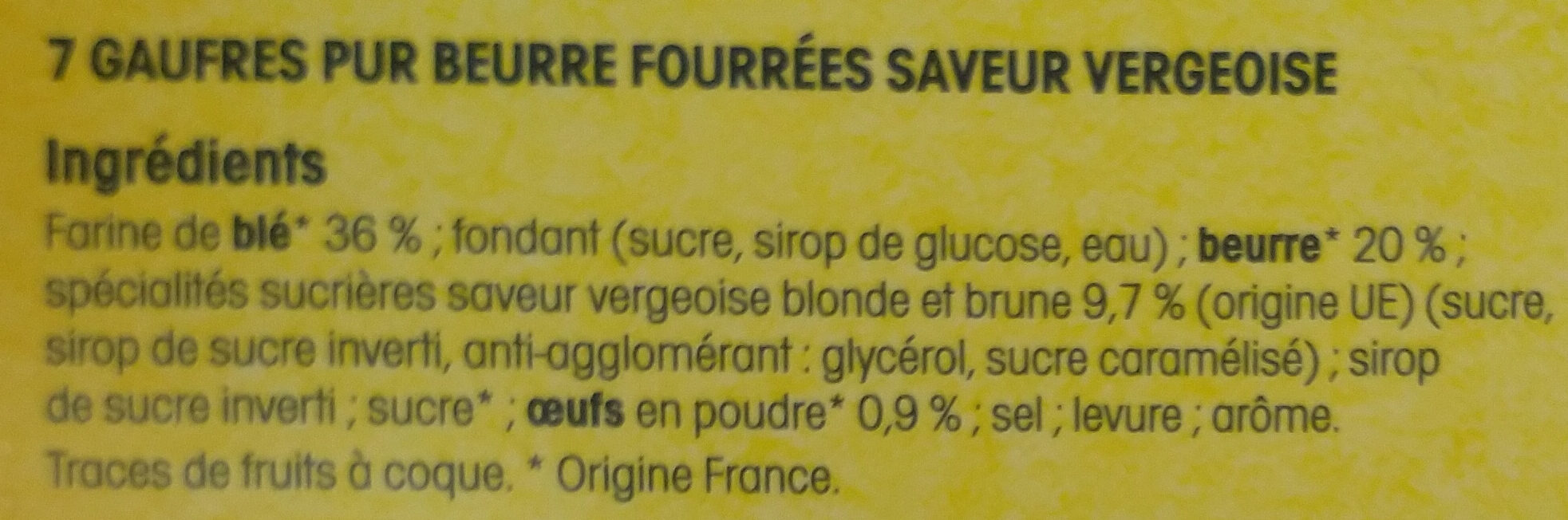 Gaufres des Flandres - Fourrées saveur vergeoise - Ingrédients