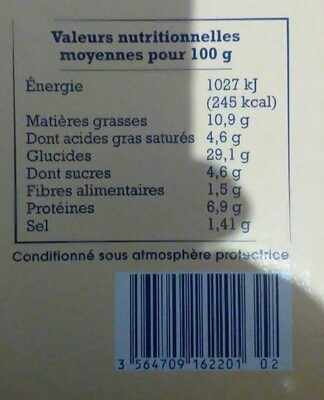 Flammekueche d'Alsace - Nutrition facts - fr
