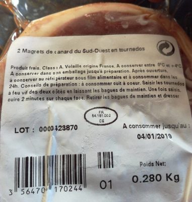 Tournedos de magret de canard du Sud-Ouest - Ingredients - fr