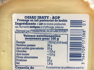Fromage Ossau iraty - Ingredients - fr