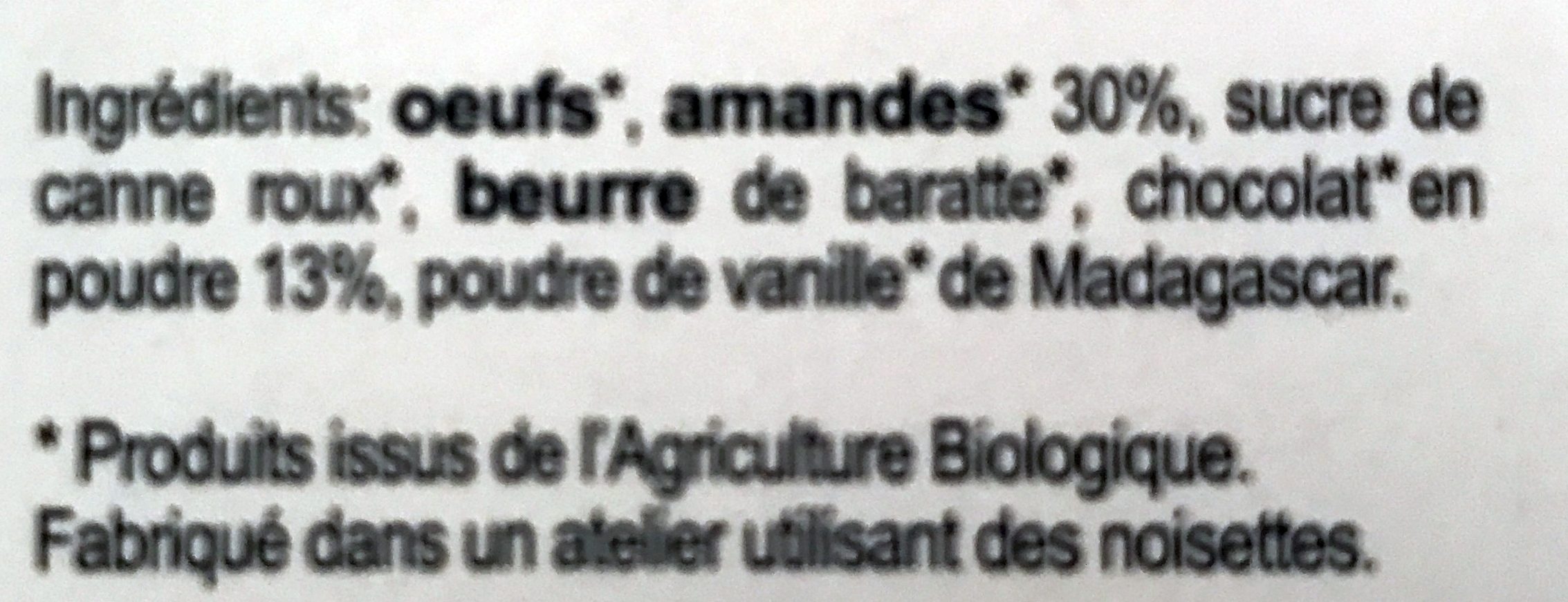 Biscuiterie de Provence - Organic Chocolate Almond Cake, 230g (8.5oz) - Ingrédients