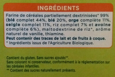 Modilac 5 Cereales Bio - Ingrediënten - fr