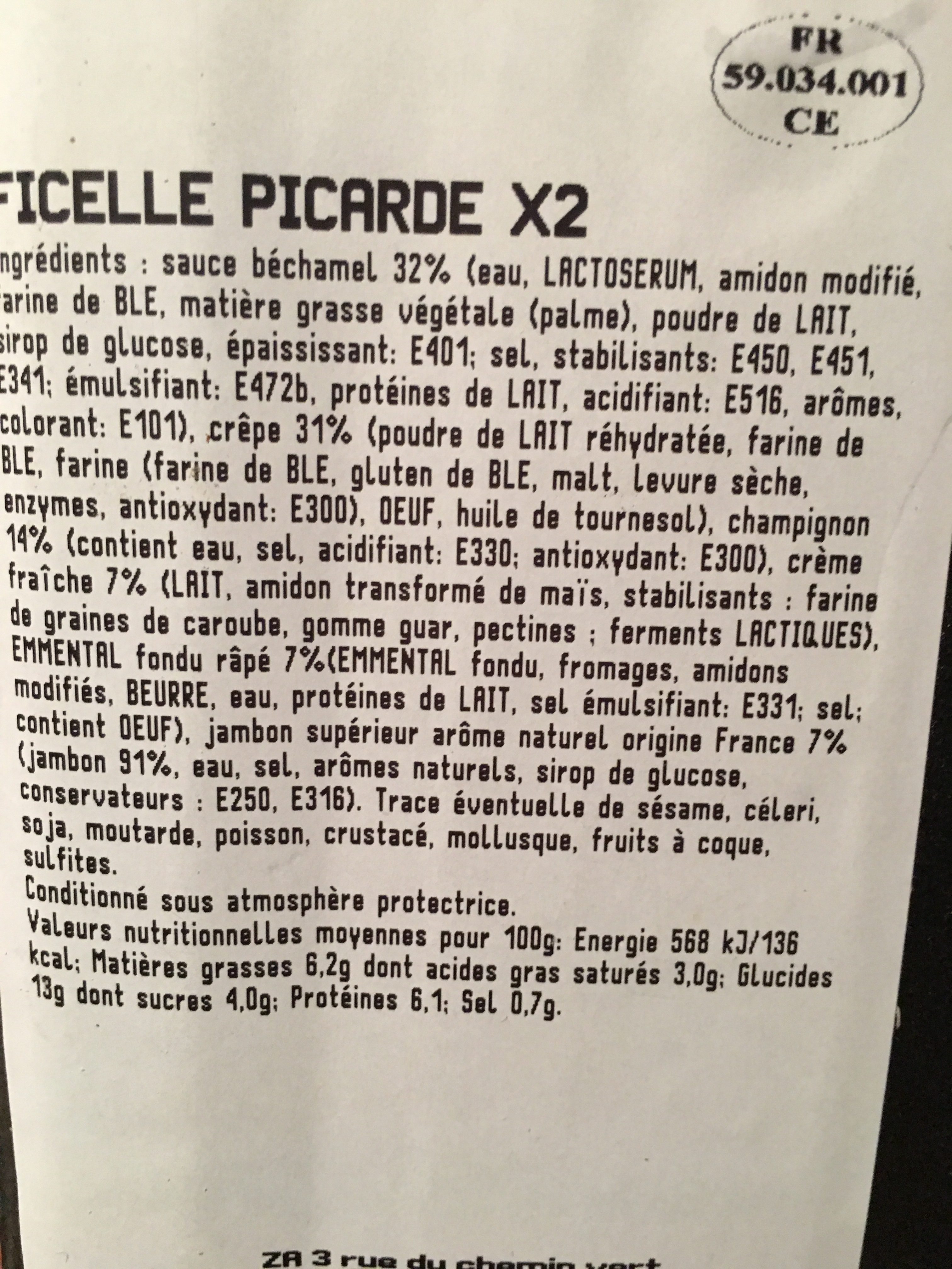 Ficelles picardes - المكونات - fr