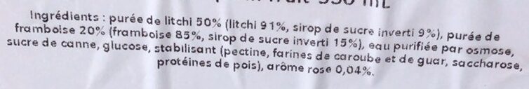 Litchi framboise rose - Ingrédients