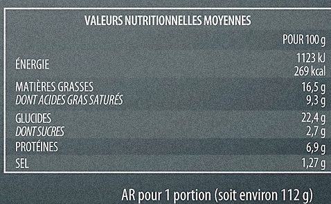 Tourte Ris de Veau, Volaille & Cèpes, Sauce au Madère - Näringsfakta - fr