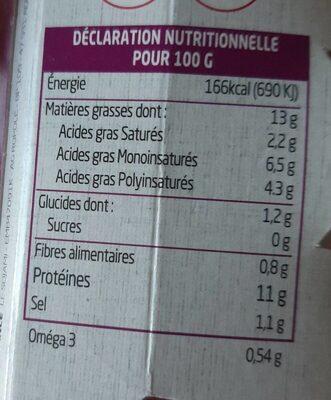 Sojami à tartiner ciboulette échalote - 125g - Nutrition facts