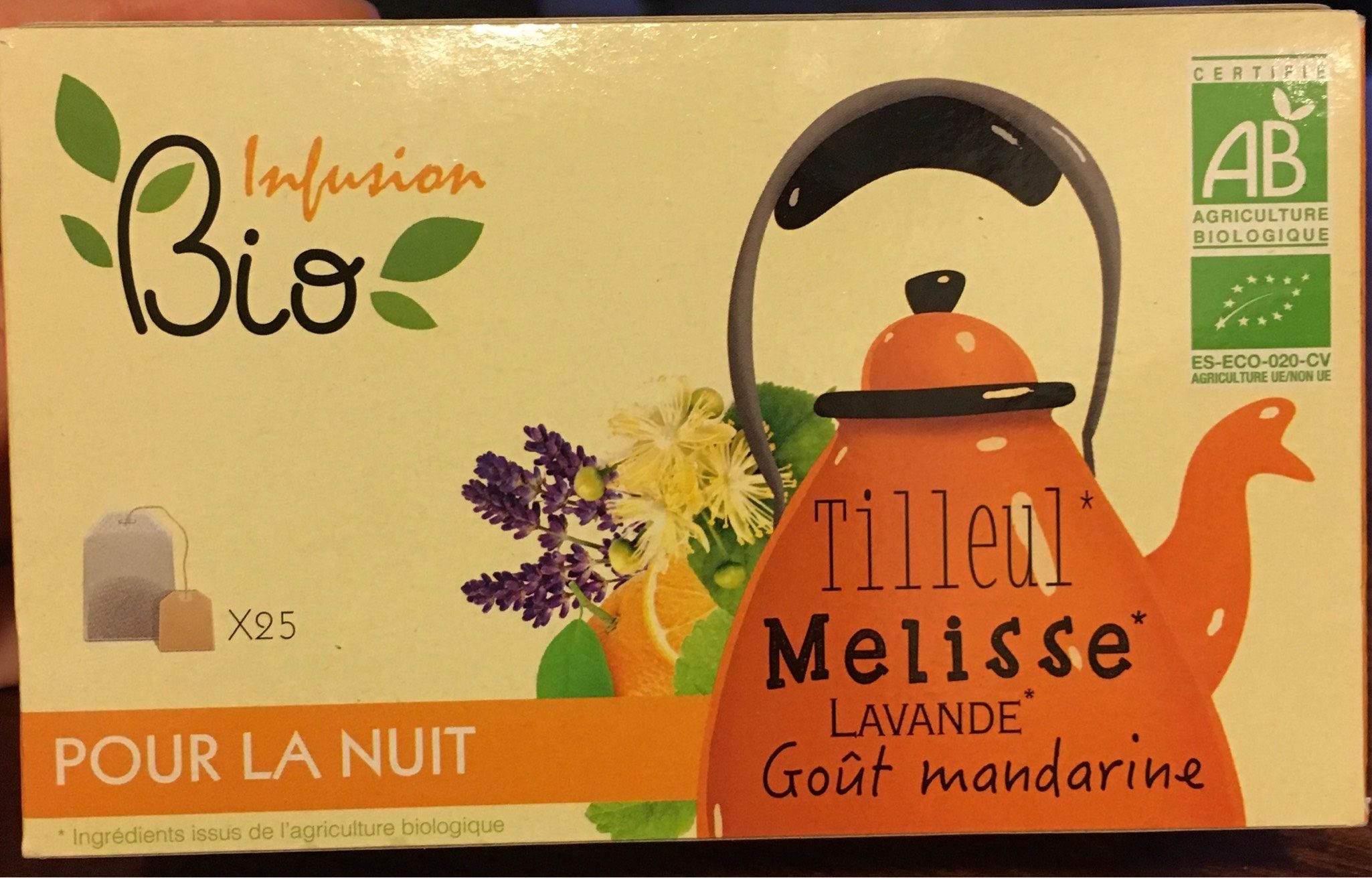 Infusion Bio Tilleul Mélisse Lavande Goût Mandarine - Produit