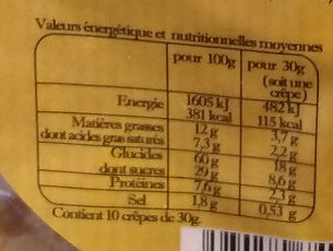 10 Crêpes Pur Beurre - Nutrition facts - fr