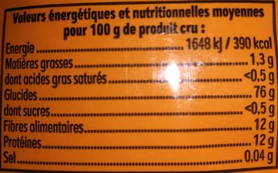 Boulgour fin - Nutrition facts - fr