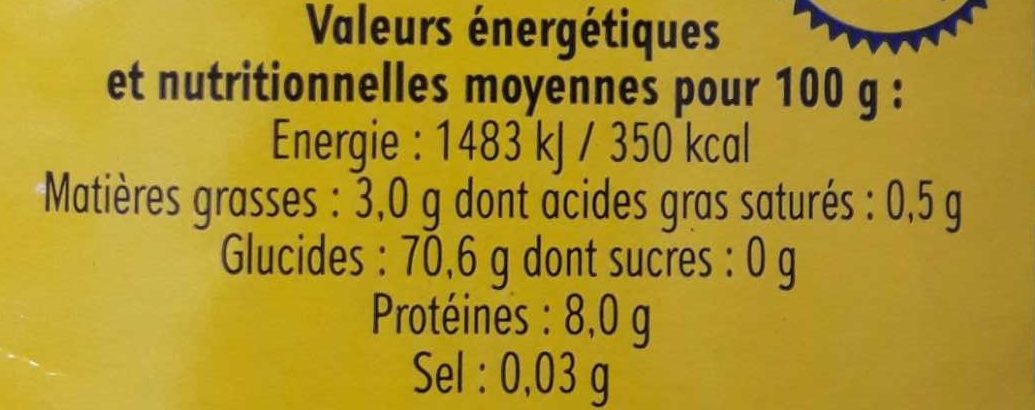 Riz De Camargue Rouge - Información nutricional - fr