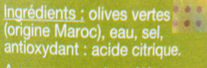Olives vertes dénoyautées - Ingrédients