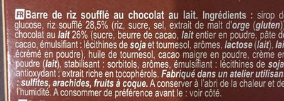 Choco rice bars - Ingredients - fr