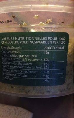 Tapena courgettes grillees - Nutrition facts - fr