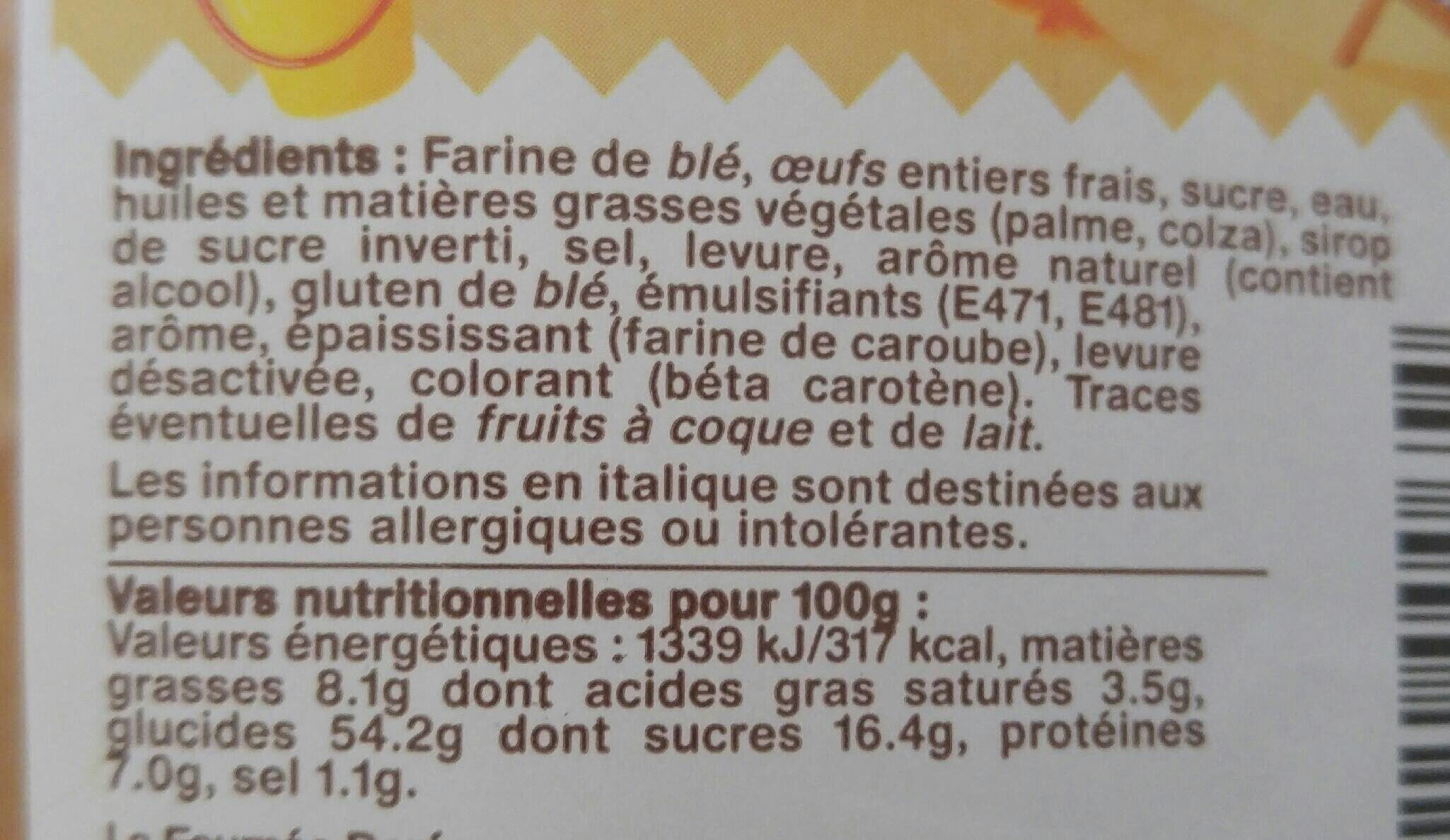 Fournée Dorée brioche tressée 700g - Información nutricional - fr