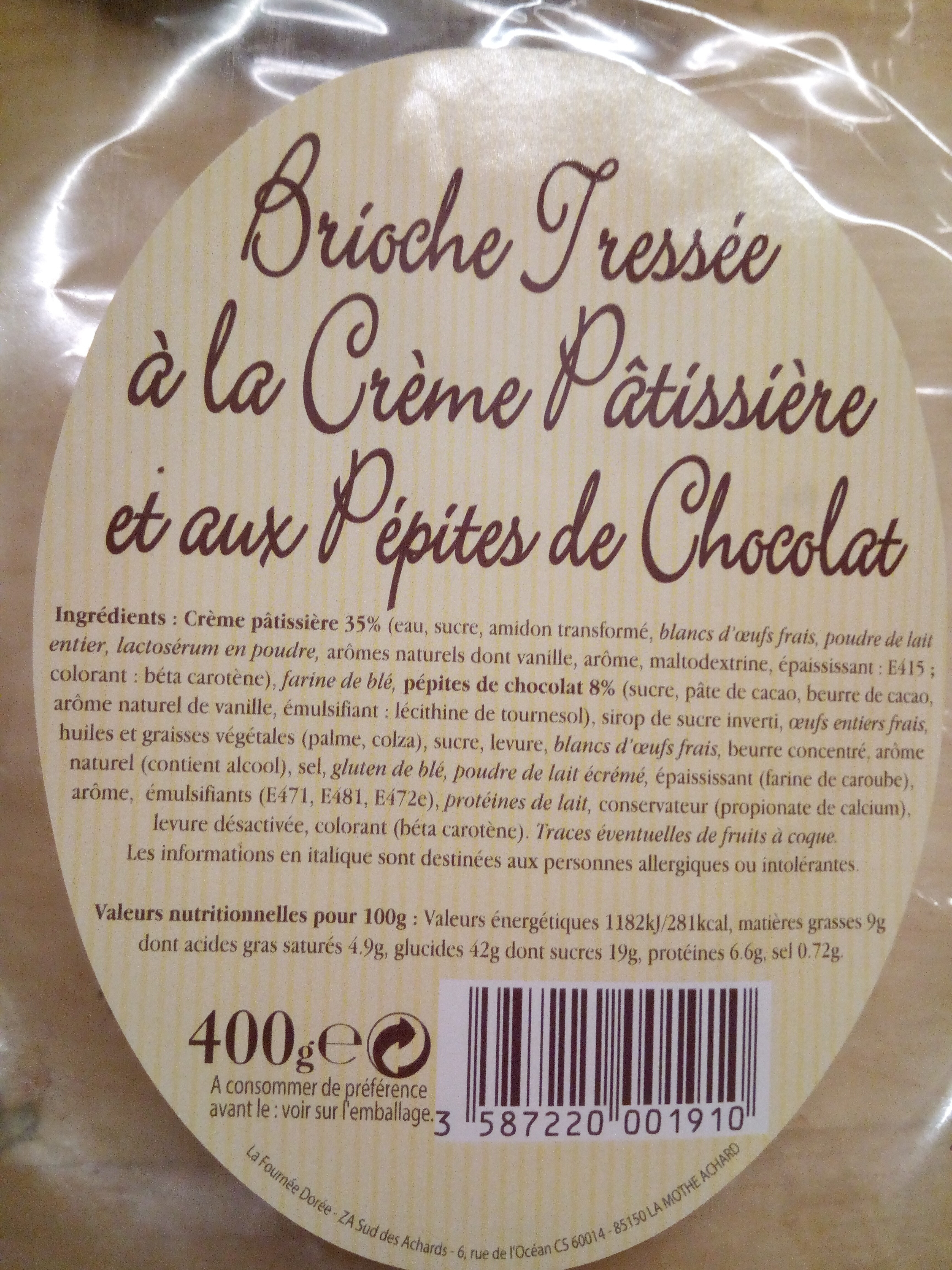 Brioche tressée crème pâtissière - المكونات - fr
