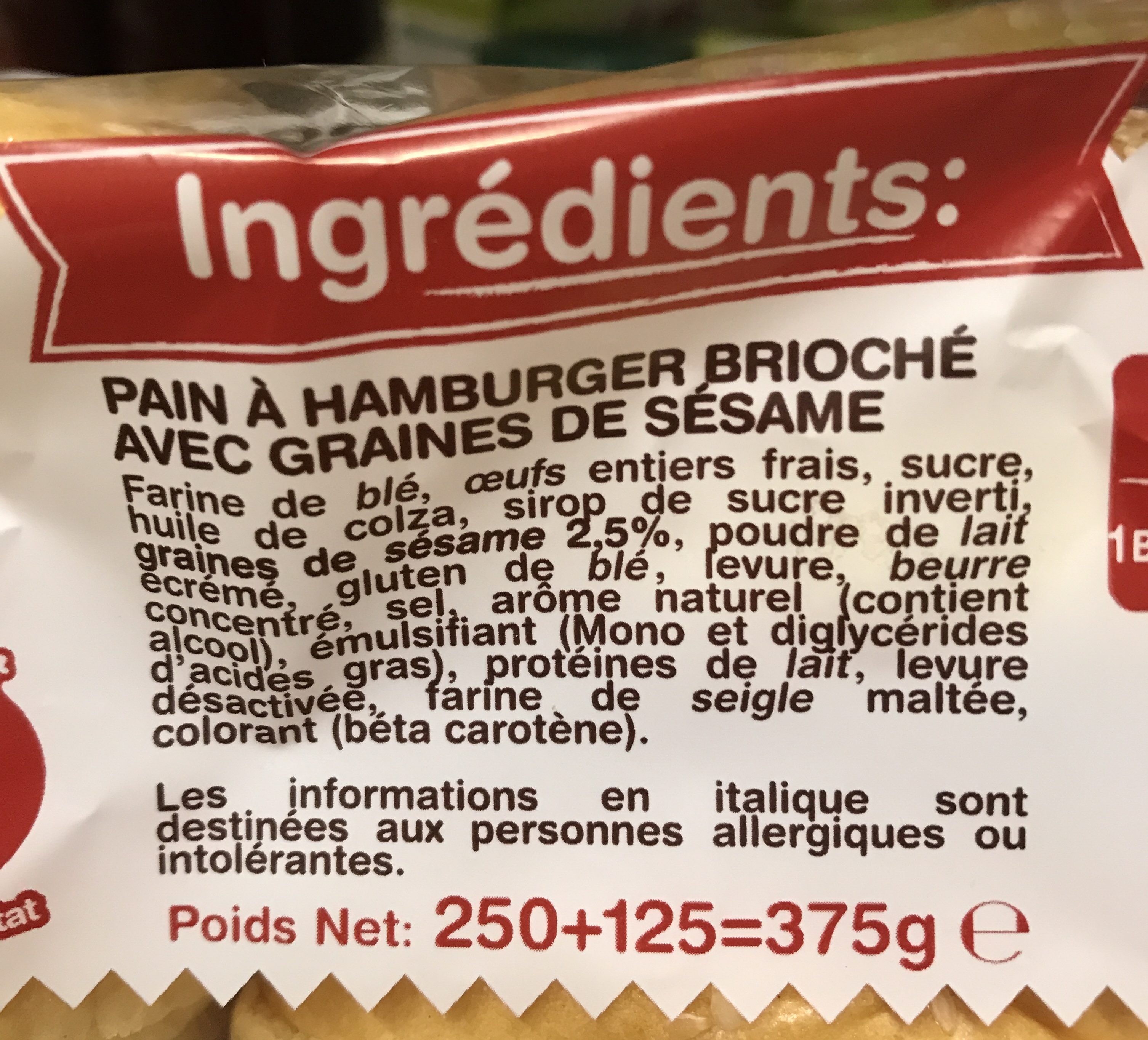 Brioch' Burger - Ingrediënten - fr