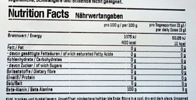 ESN Beta Alanin - Nutrition facts - de