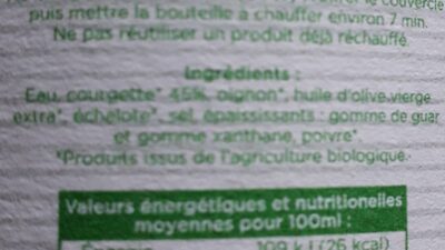 Velouté courgettes Bio - Ingredienser - fr