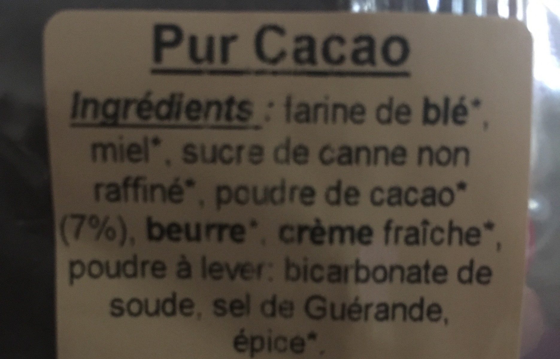 Pain d'Épices Pur Cacao - Ingrédients