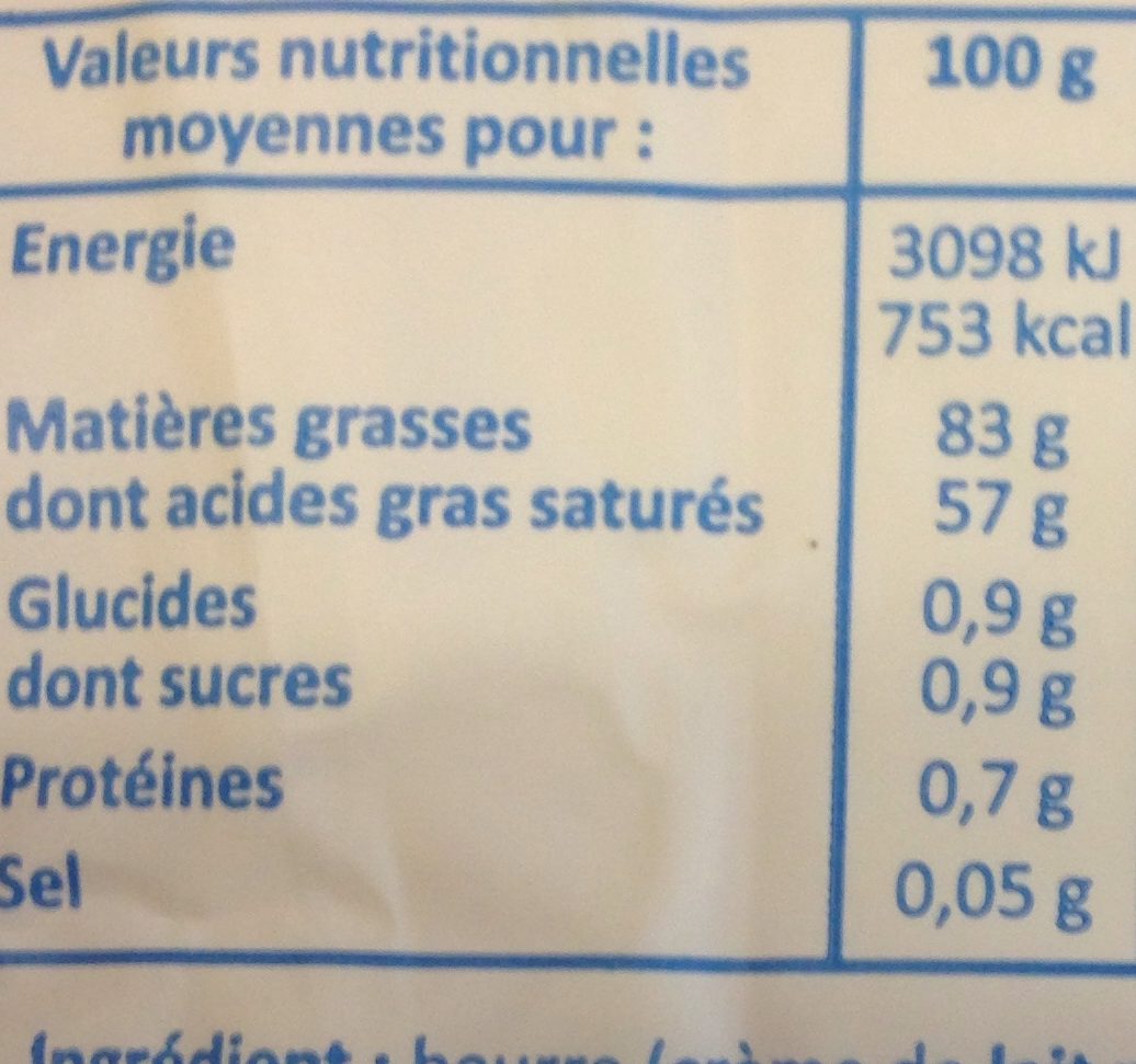 Beurre doux le moulé - Nutrition facts - fr