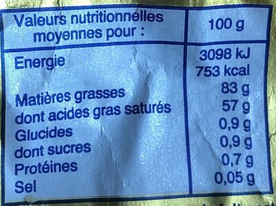 Beurre doux tartinable - Nutrition facts - fr