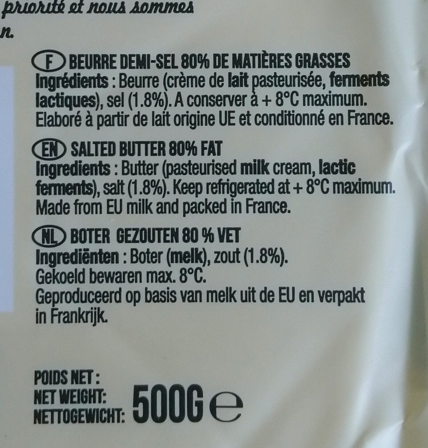 Beurre - Ingredients - fr