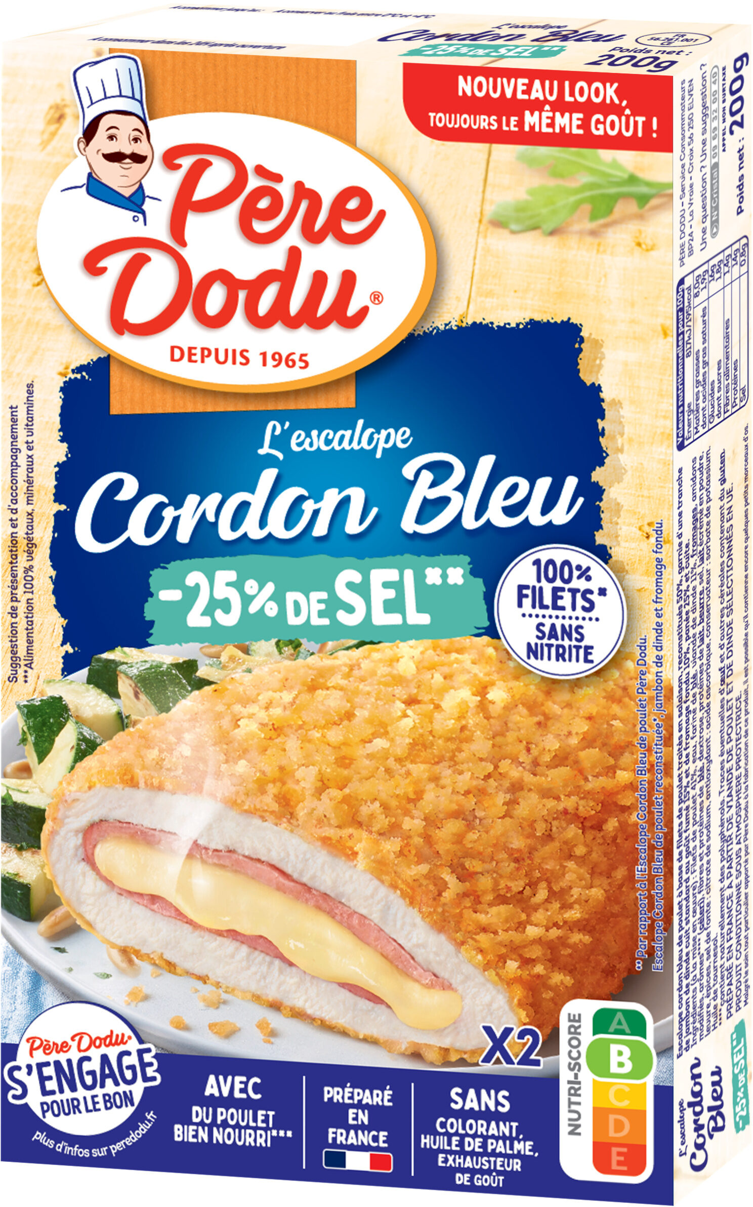 Escalope cordon bleu de poulet -25% de sel - Produit